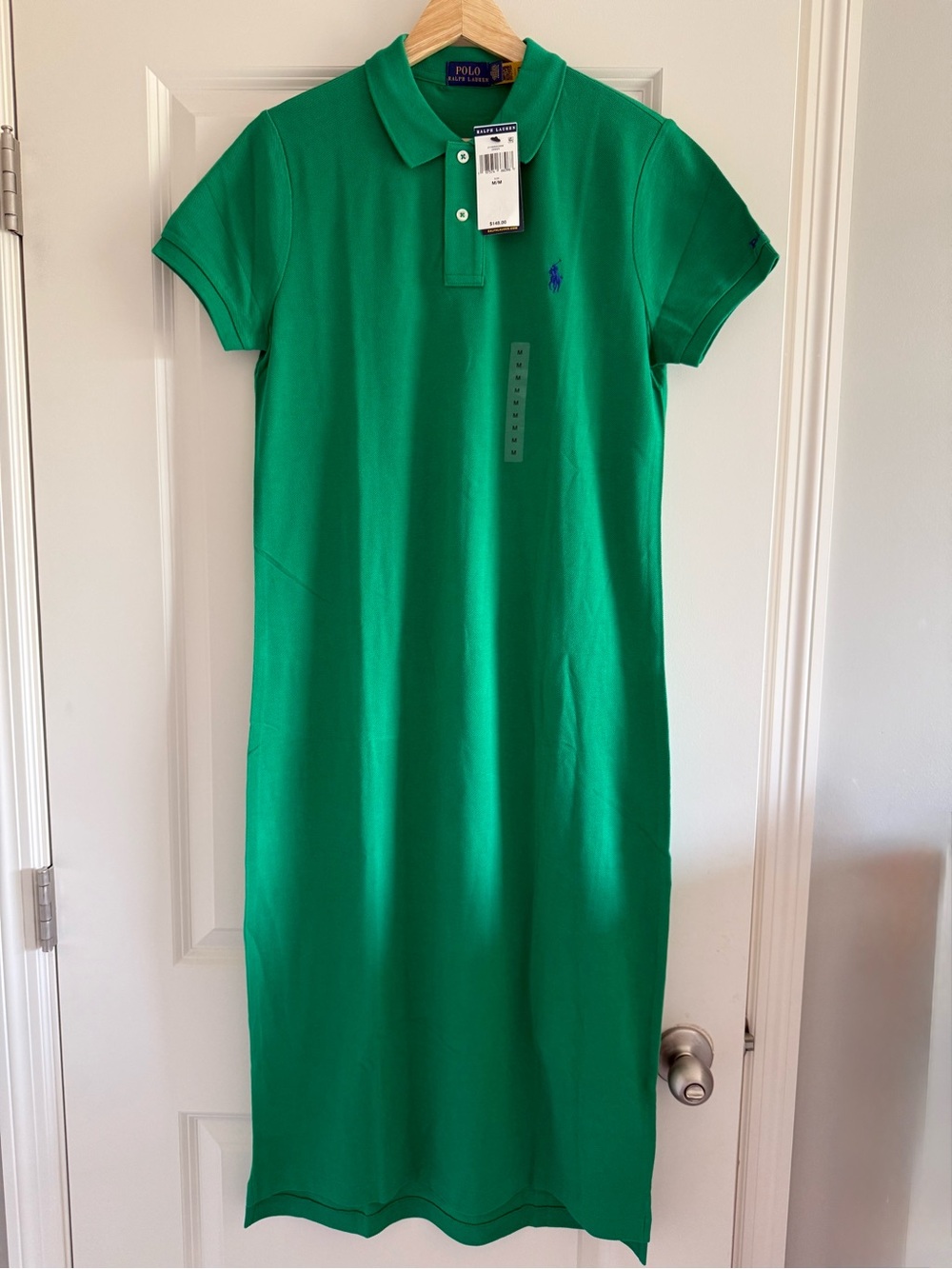 Polo Ralph Lauren Green Logo Embroidered Cotton Polo T shirt Dress M New